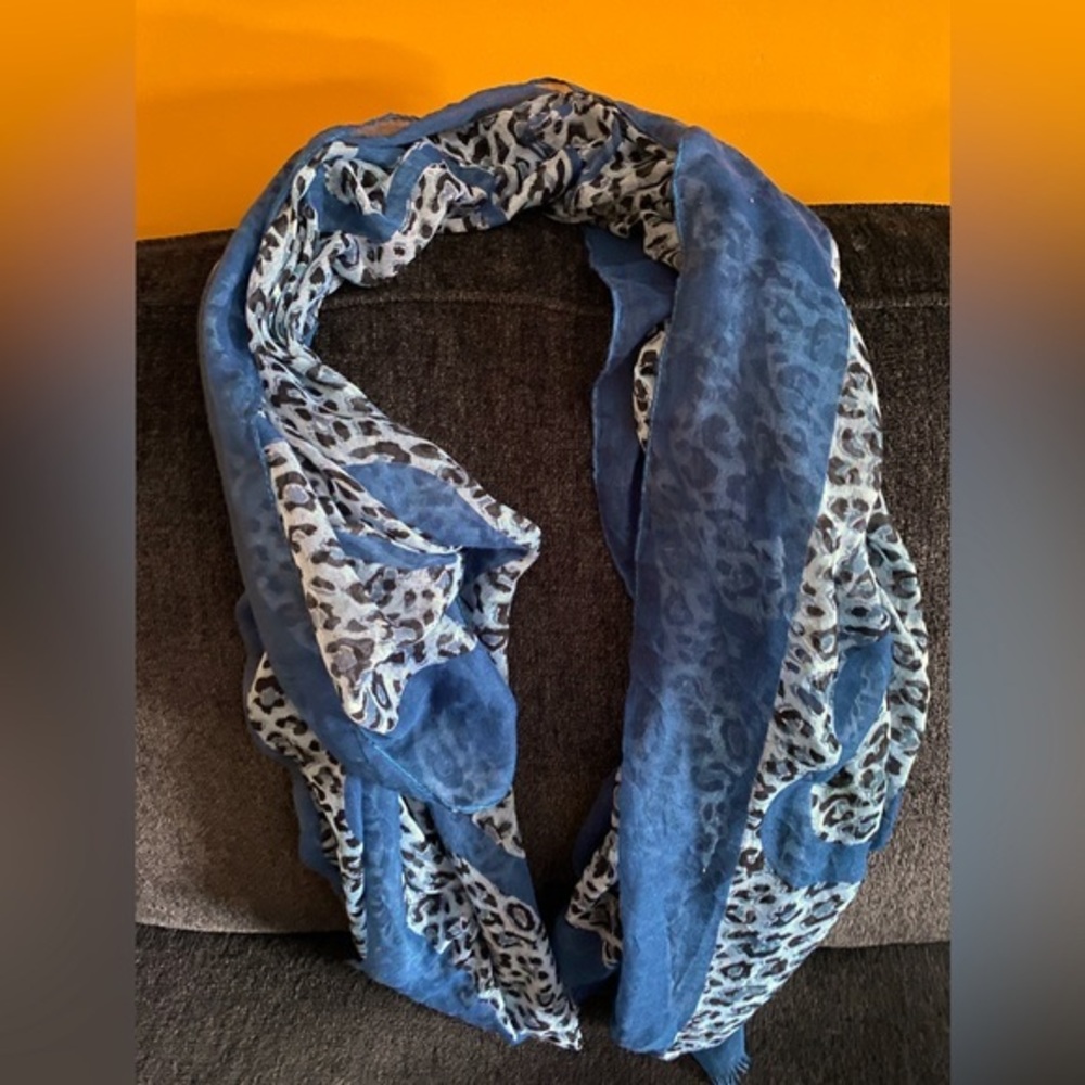 Blue Leopard Print Scarf - Sarong